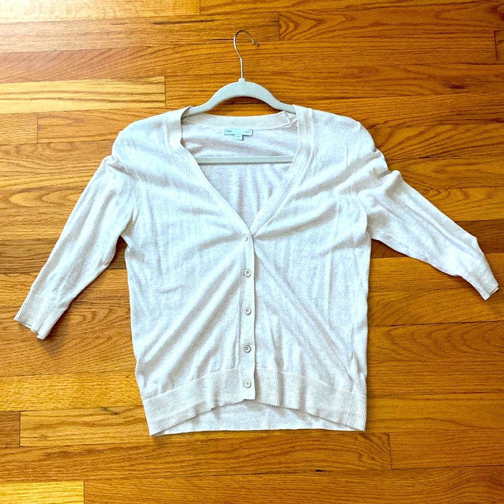 Gap size S cardigan. Thin/almost sheer. Cream colored. 100% cotton. Machine wash